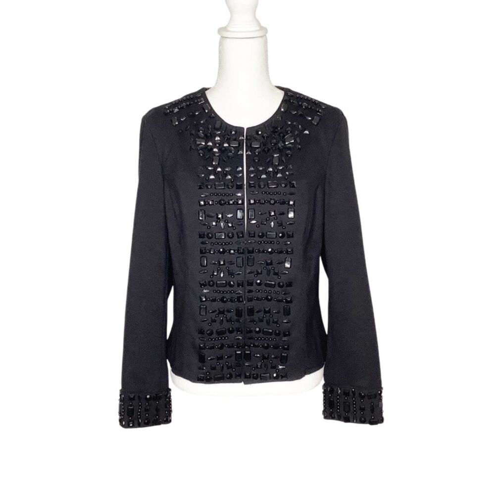INC International Concepts Black Beaded Embellished Blazer Jacket Large